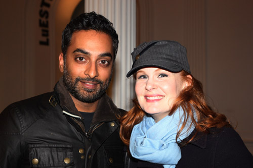 Manu Narayan and Kate Baldwin at The Public Theatre in New York on November 21, 2012. Photo by Lia Chang