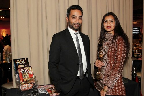 November 15, 2012: Actor Manu Narayan, co-host of the First Annual Varli Culinary Awards with 2012 Influential Woman on the Restaurant Scene award winner and owner of Vermilion Restaurant-Rohini Dey, at The Altman Building in New York City. Photo by Lia Chang
